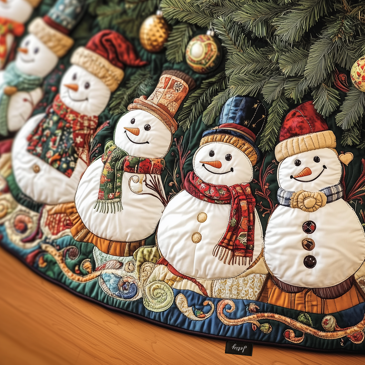 Vintage Christmas Snowman Quilted Tree Skirt GFTOTP654