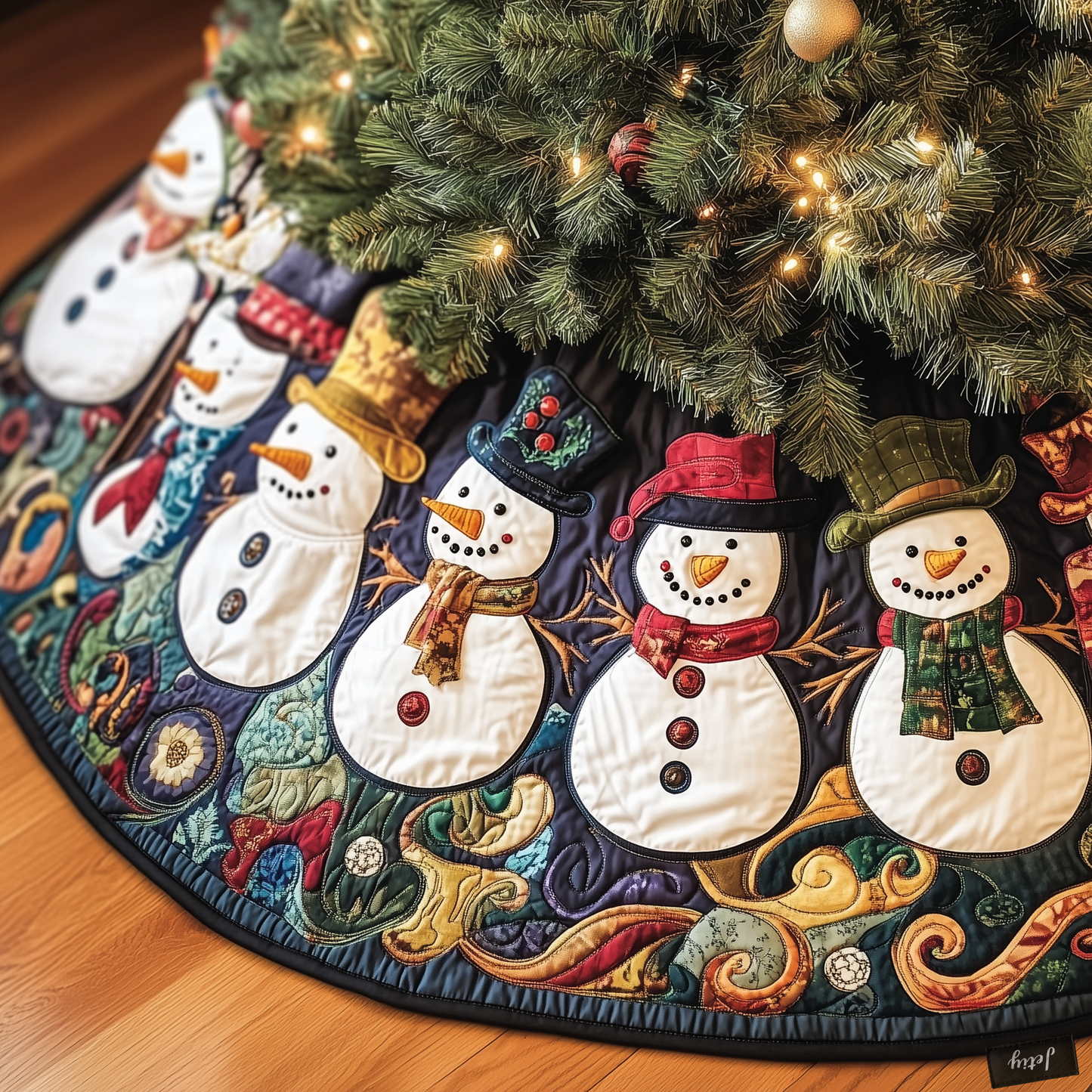 Vintage Christmas Snowman Quilted Tree Skirt GFTOTP655