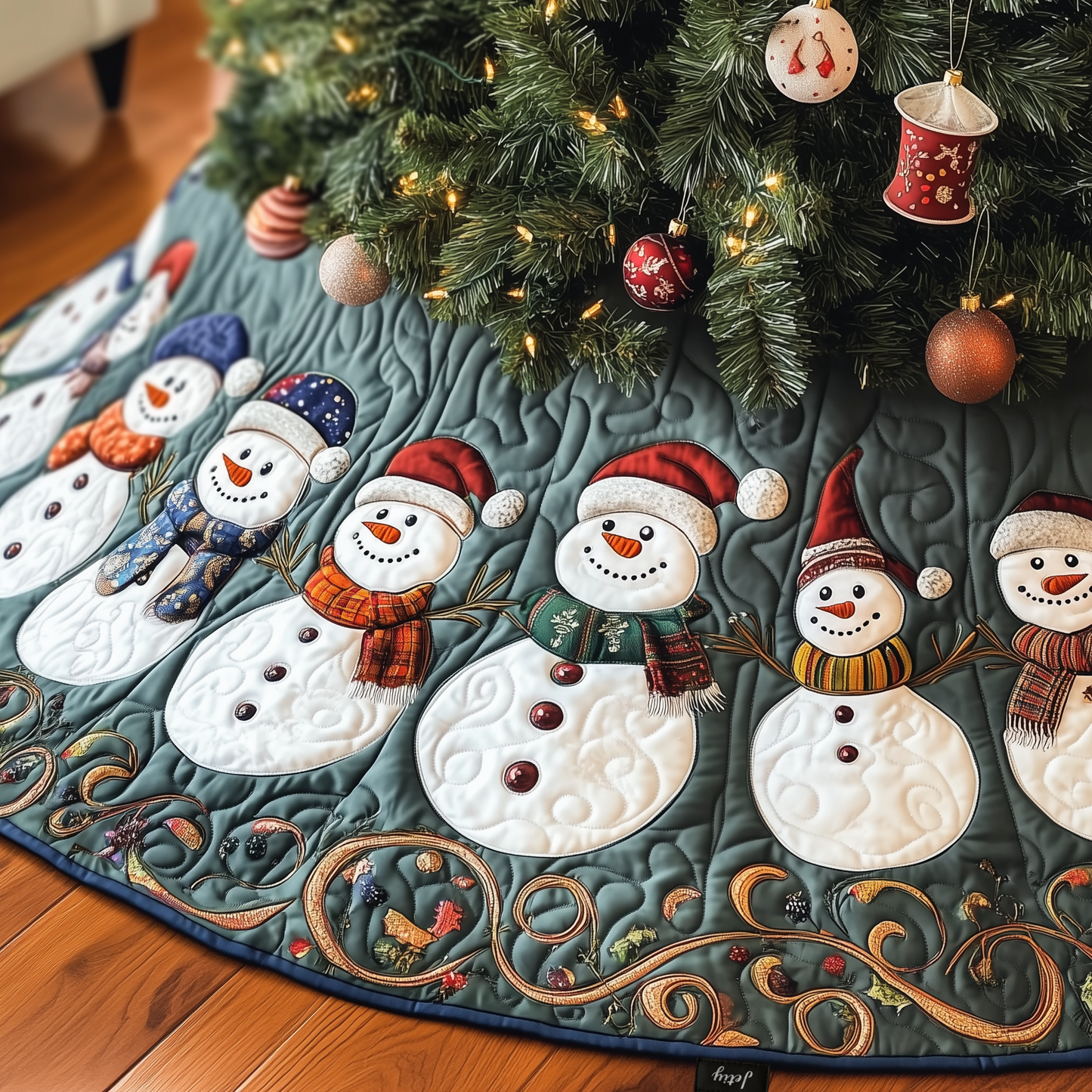 Festive Snowman Quilted Tree Skirt GFTOTP663