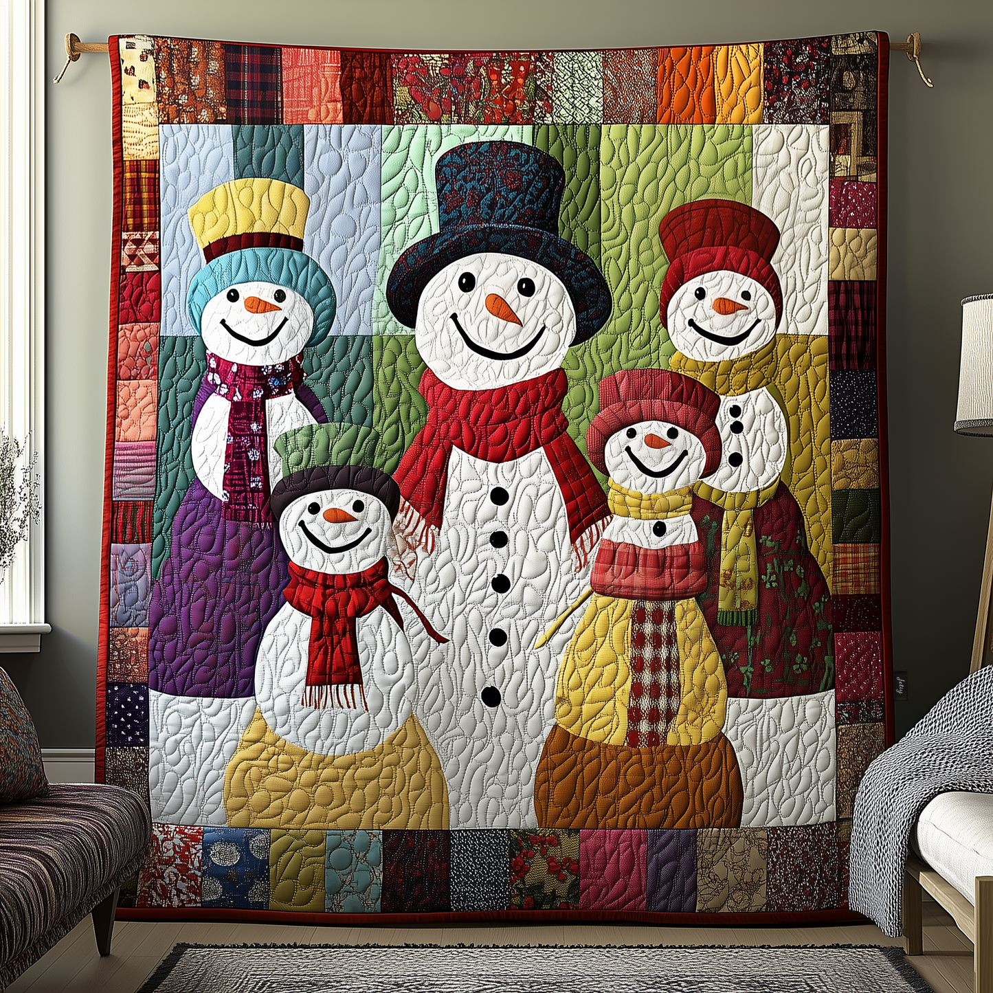 Whimsical Snowman Quilted Blanket GFTOTP676