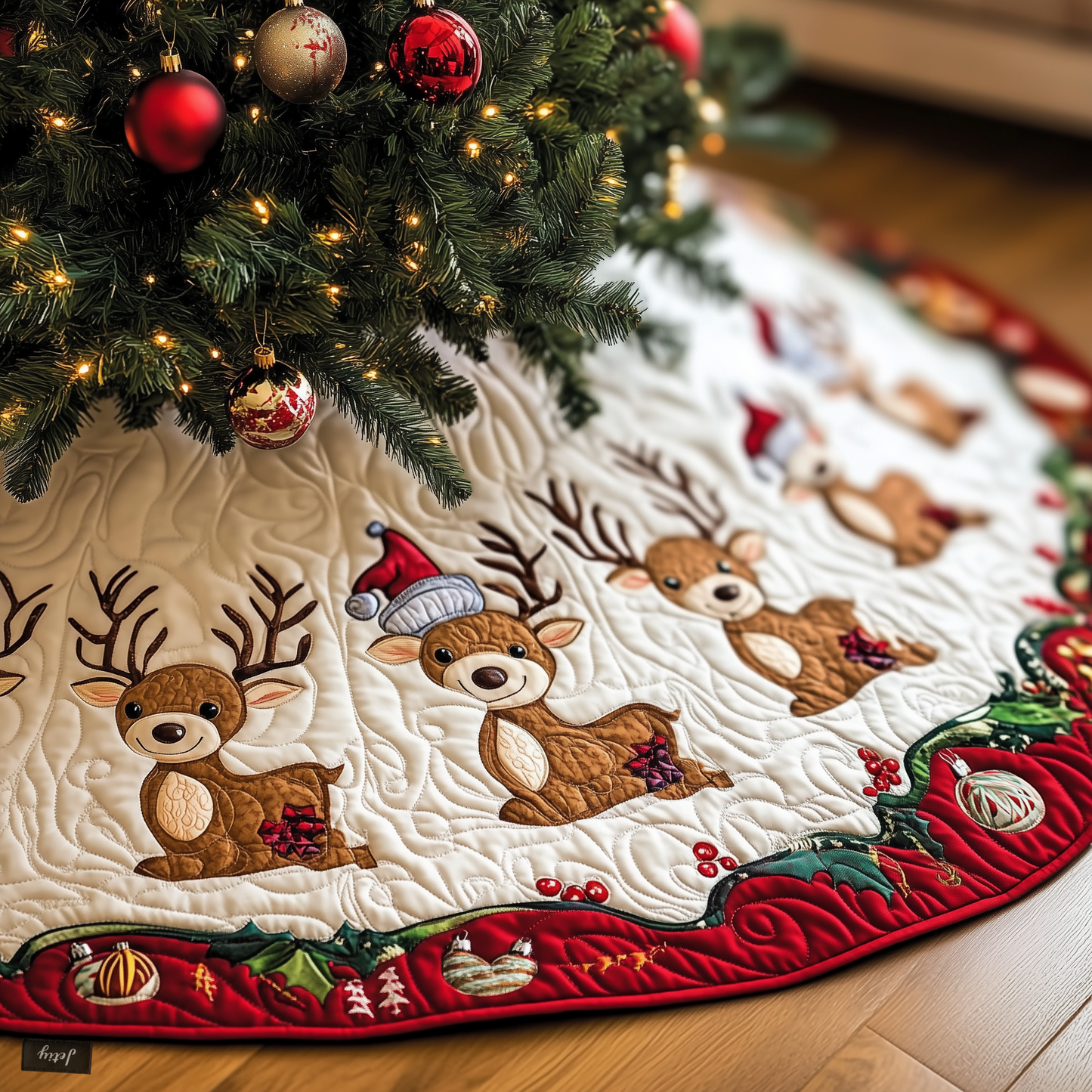 Christmas Reindeer Quilted Tree Skirt GFTOTP682