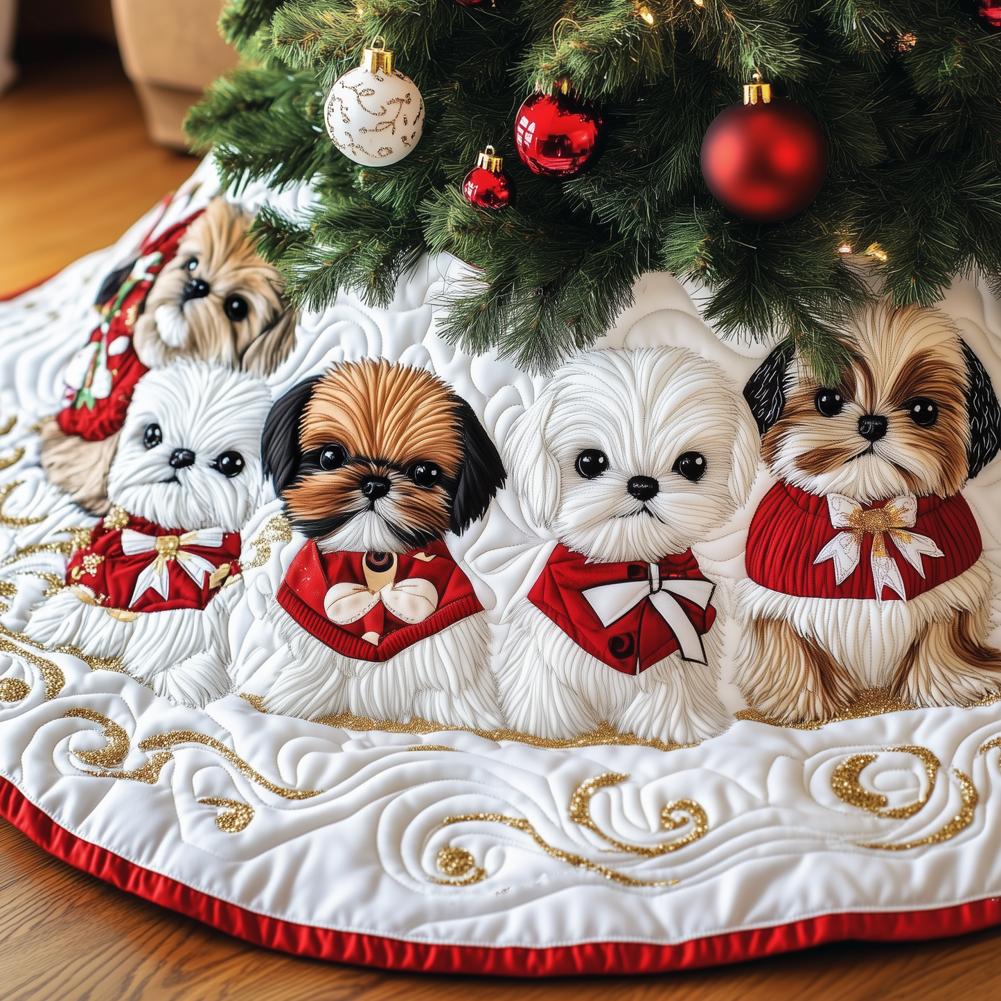 Adorable Shih Tzu Quilted Tree Skirt GFTOTP731