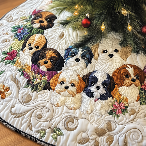 Adorable Shih Tzu Quilted Tree Skirt GFTOTP732