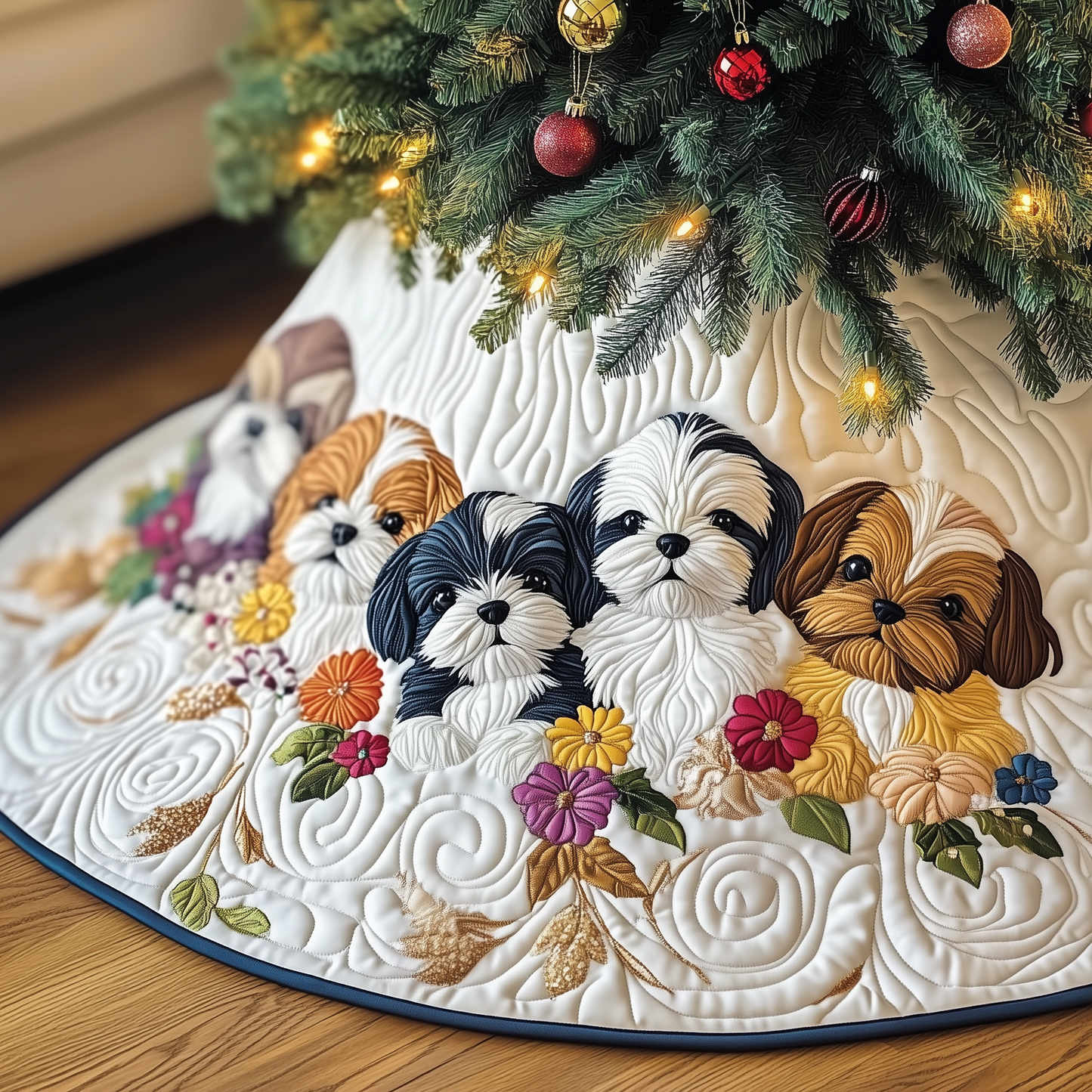 Adorable Shih Tzu Quilted Tree Skirt GFTOTP735