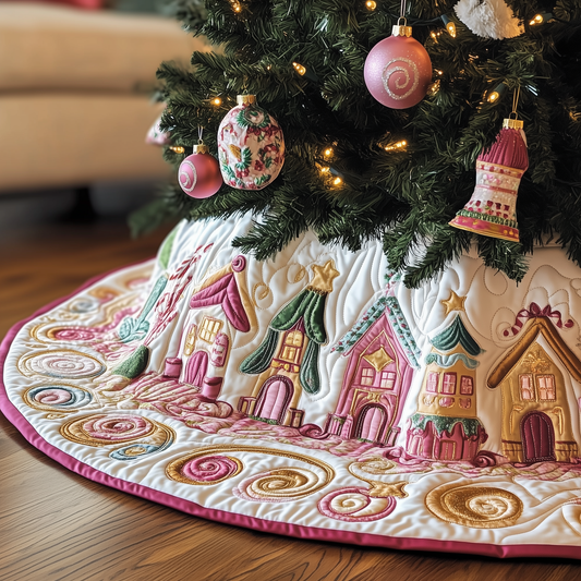 Christmas Village Quilted Tree Skirt GFTOTP764