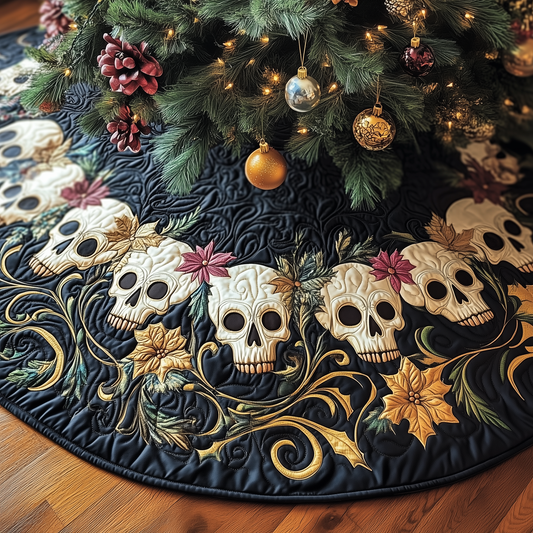 Vintage Floral Skull Quilted Tree Skirt GFTOTP780