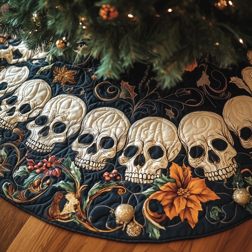 Vintage Floral Skull Quilted Tree Skirt GFTOTP785