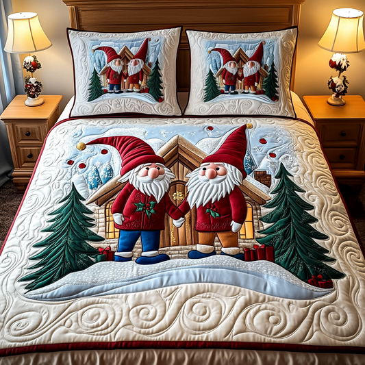 Christmas Gnomes 3-Piece Quilted Bedding Set GFTOTP786