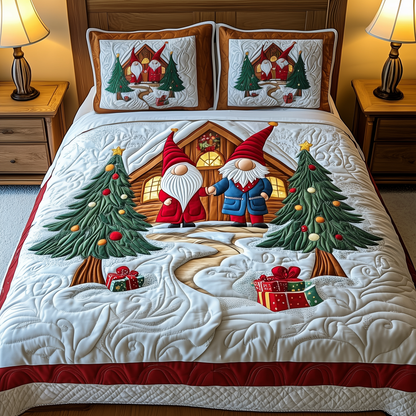 Christmas Gnomes 3-Piece Quilted Bedding Set GFTOTP787