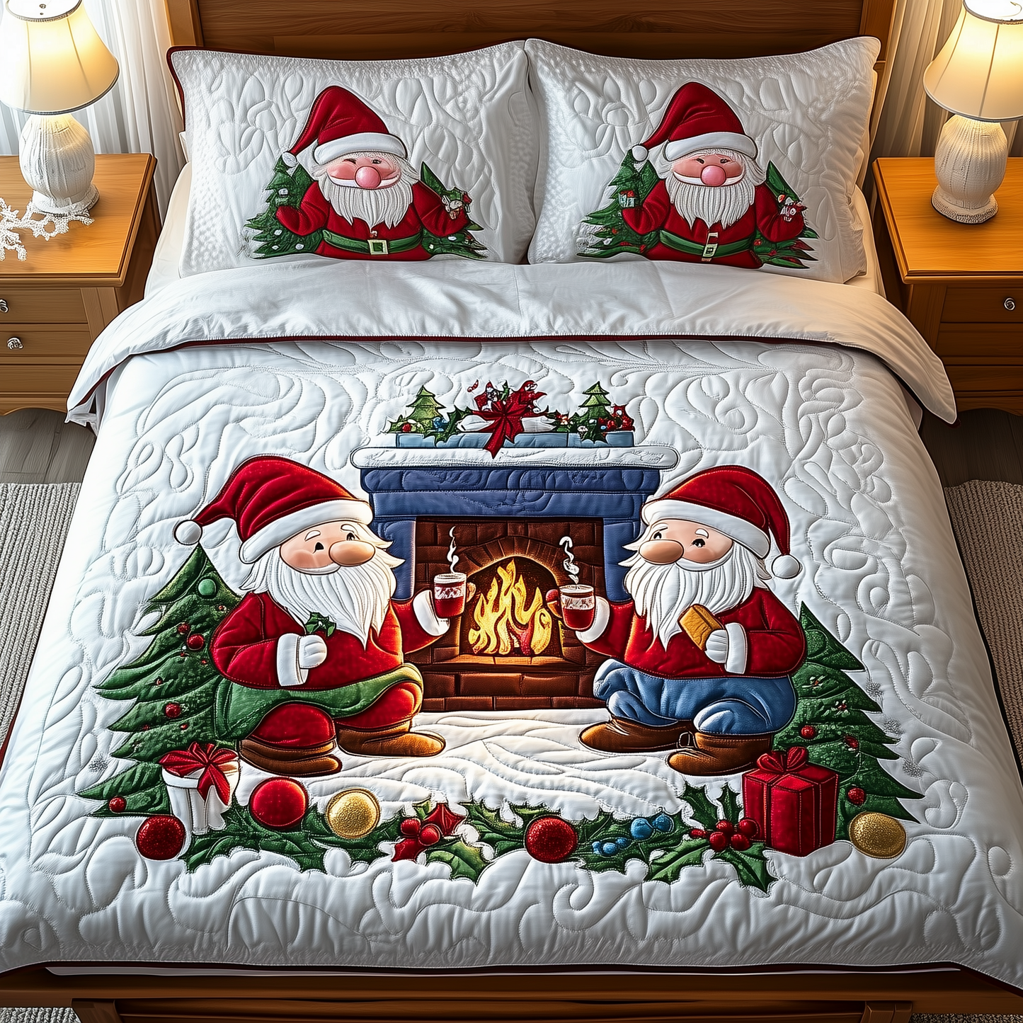 Christmas Gnomes 3-Piece Quilted Bedding Set GFTOTP789