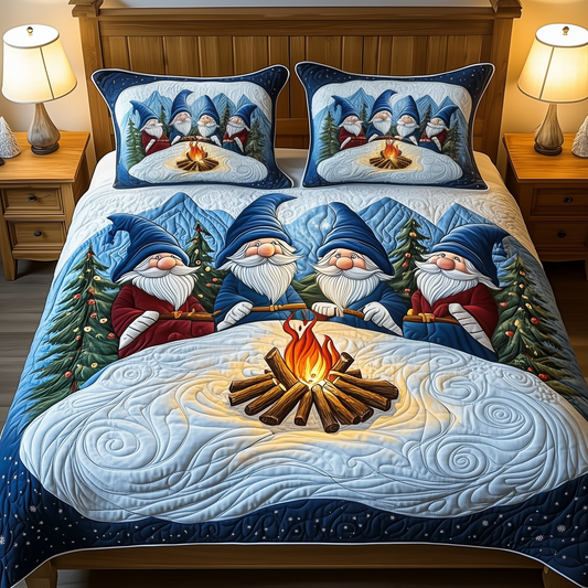 Christmas Gnomes 3-Piece Quilted Bedding Set GFTOTP790