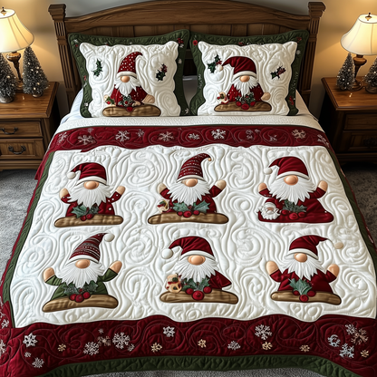 Christmas Gnomes 3-Piece Quilted Bedding Set GFTOTP793