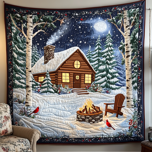 Festive Snowy Log Cabin Quilted Blanket GFTOTP844