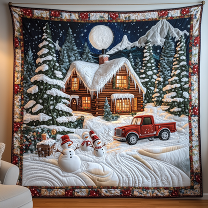 Festive Snowy Log Cabin Quilted Blanket GFTOTP845