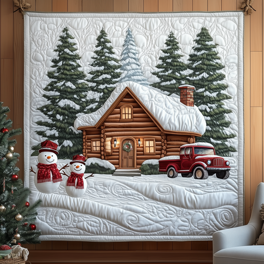 Festive Snowy Log Cabin Quilted Blanket GFTOTP848