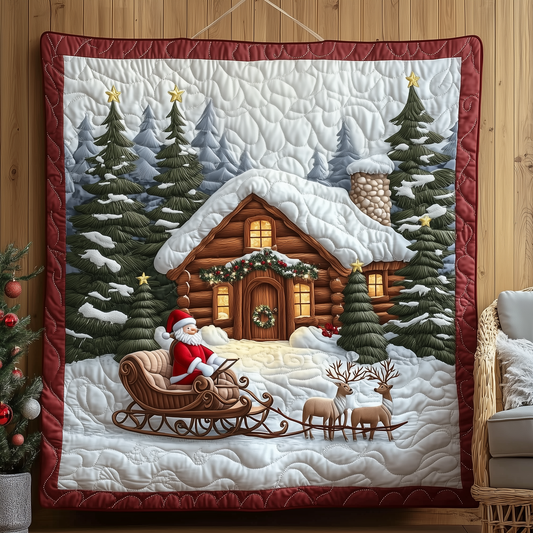 Festive Snowy Log Cabin Quilted Blanket GFTOTP849