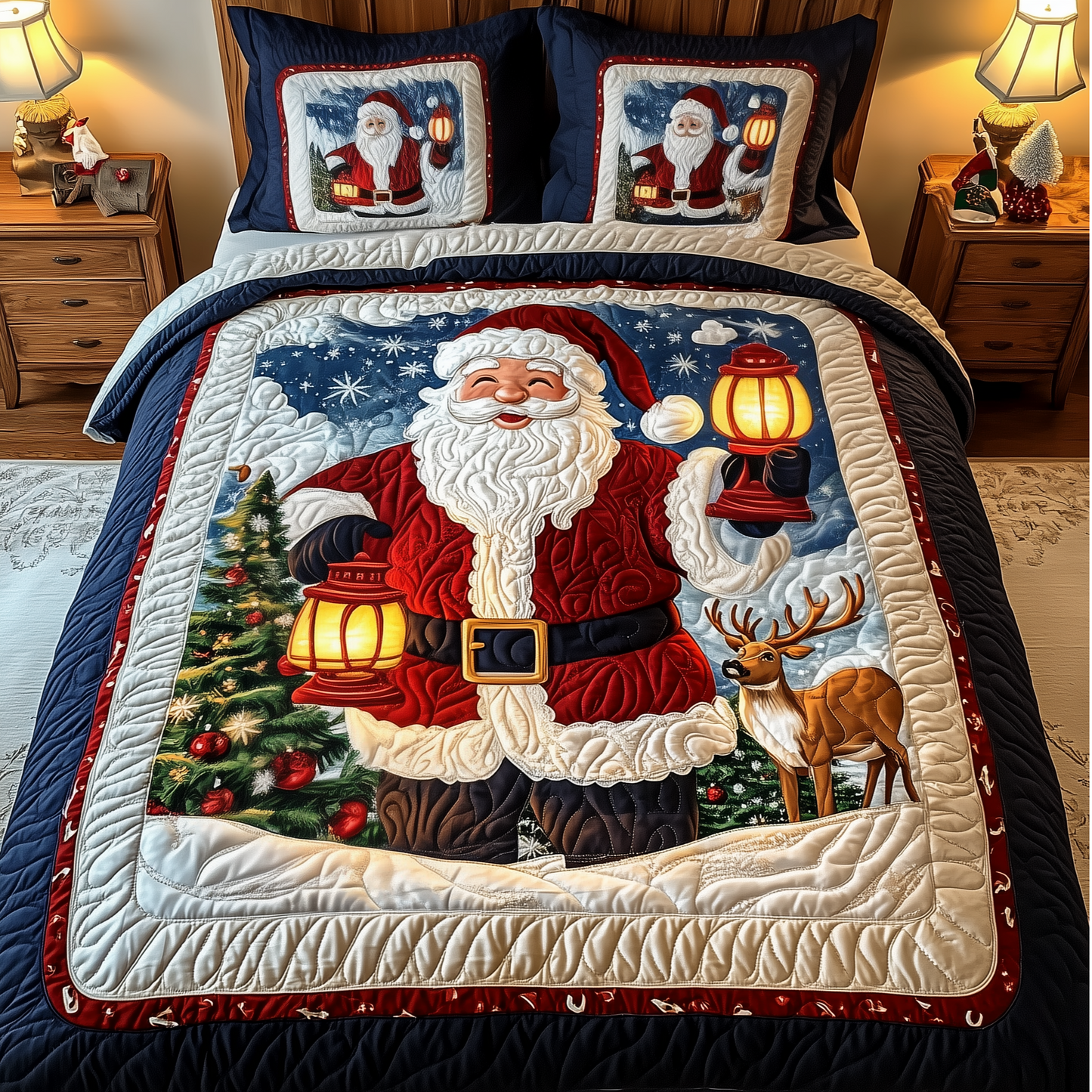 Santa Claus 3-Piece Quilted Bedding Set GFTOTP899