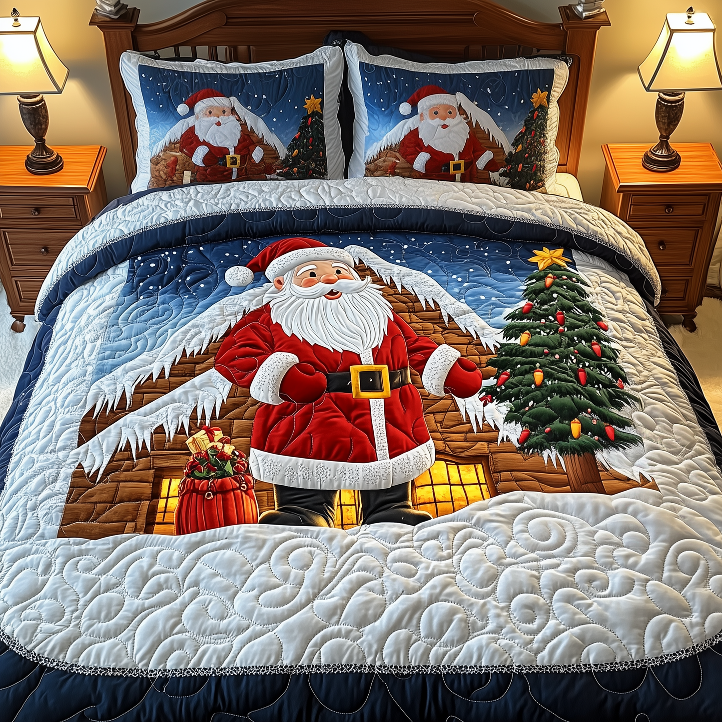 Santa Claus 3-Piece Quilted Bedding Set GFTOTP901