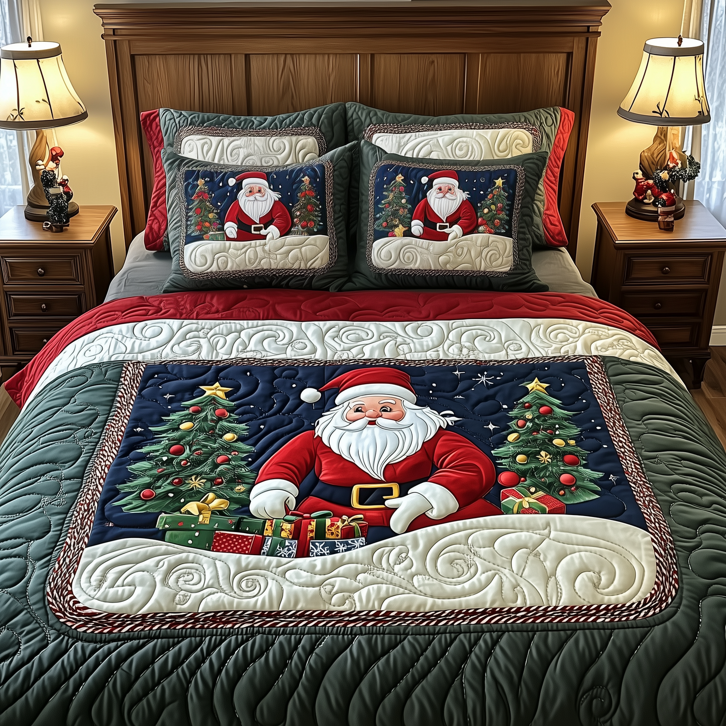 Santa Claus 3-Piece Quilted Bedding Set GFTOTP903