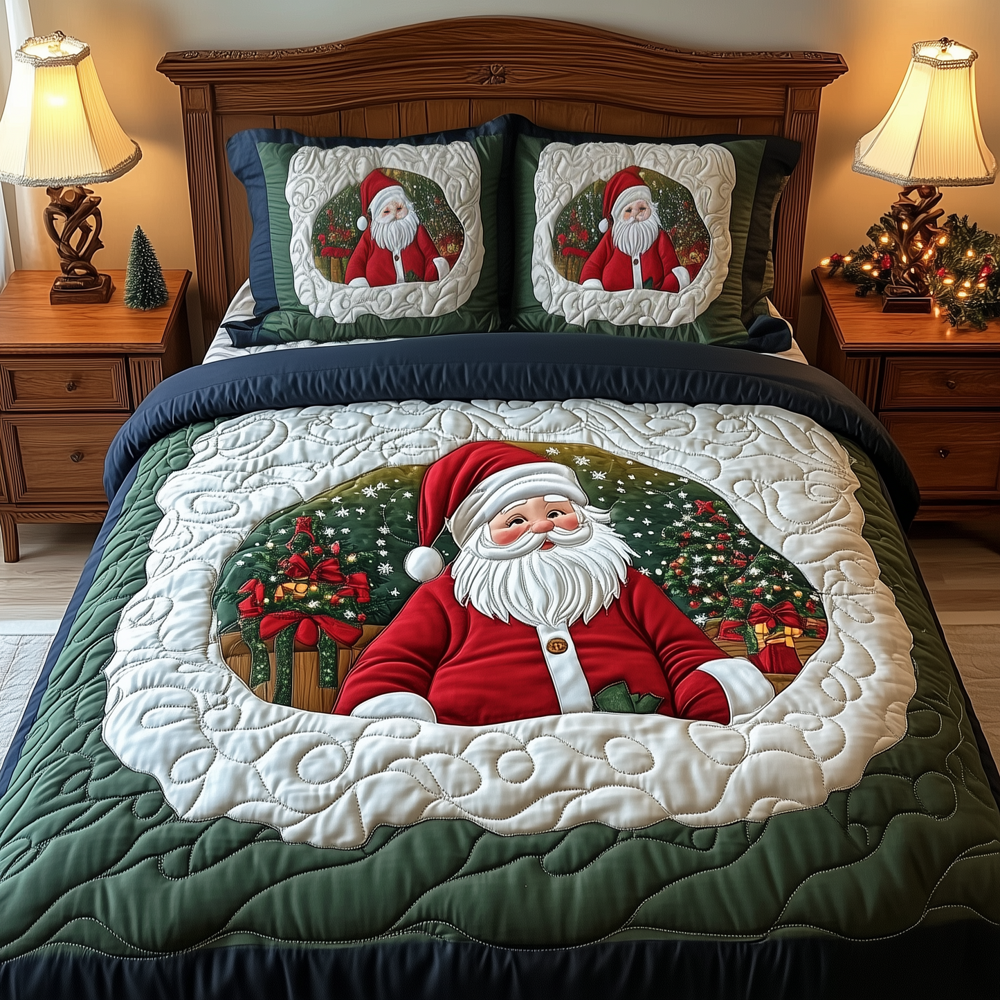 Santa Claus 3-Piece Quilted Bedding Set GFTOTP905