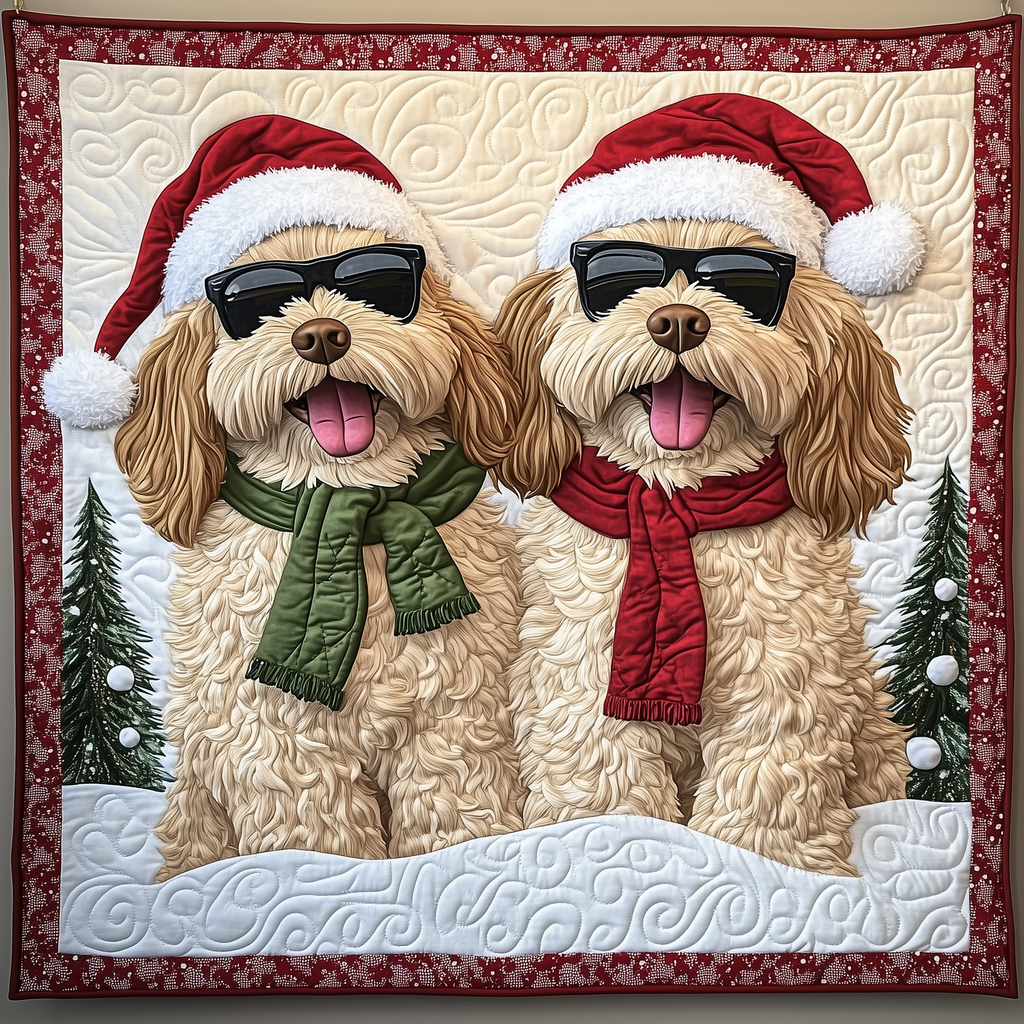 Christmas Goldendoodle Quilted Blanket GFTOTP907