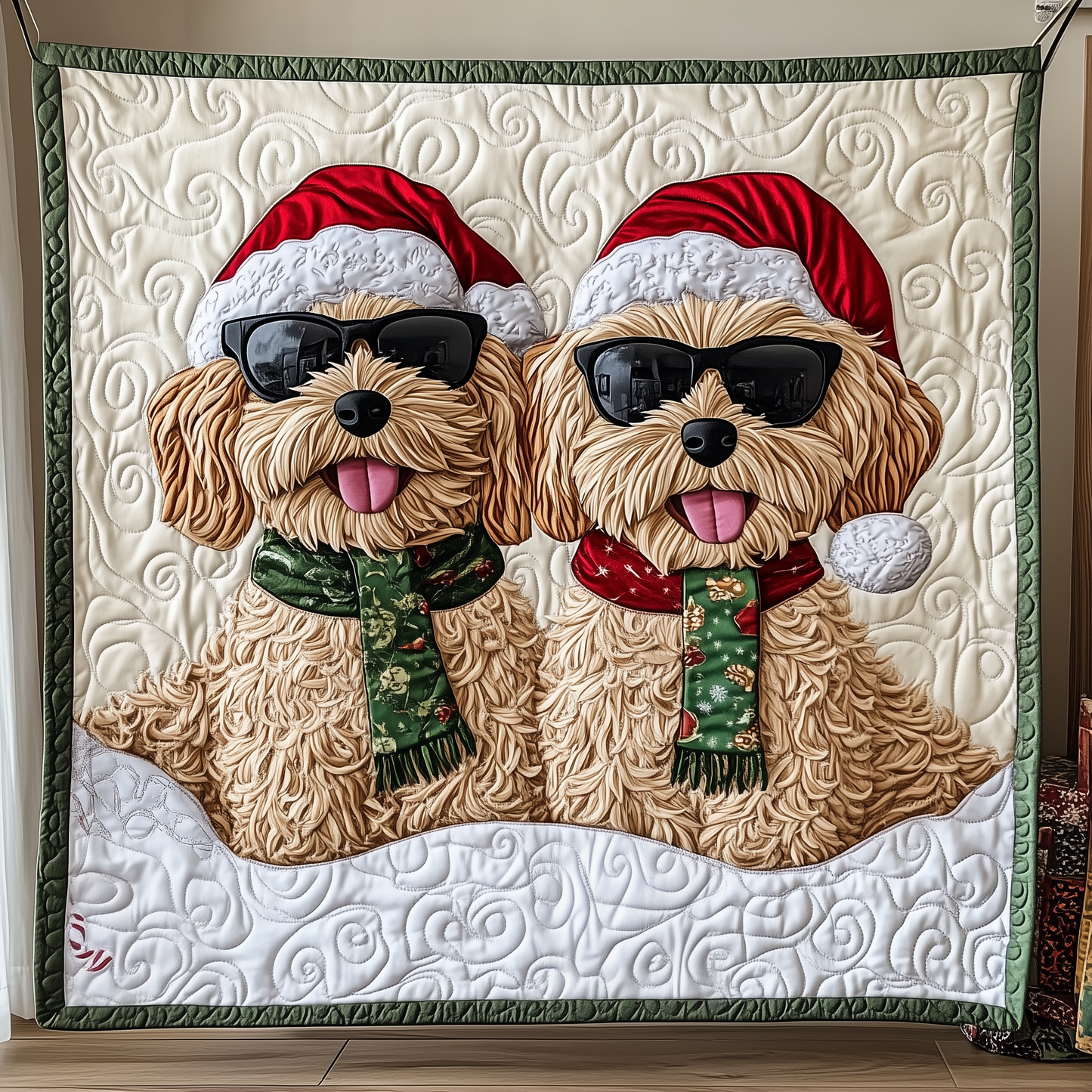 Christmas Goldendoodle Quilted Blanket GFTOTP908