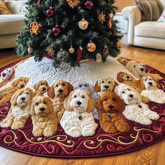 Christmas Goldendoodle Quilted Tree Skirt GFTOTP919