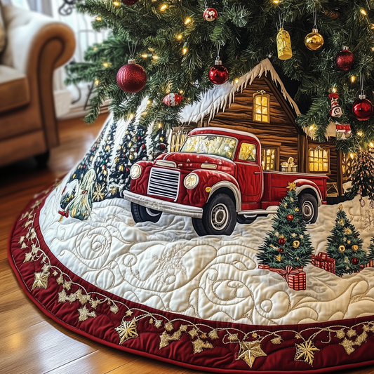 Vintage Snowy Cabin Quilted Tree Skirt GFTOTP971