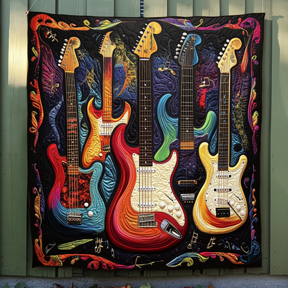 Guitar Feather Quilted Blanket UGDRSTL078