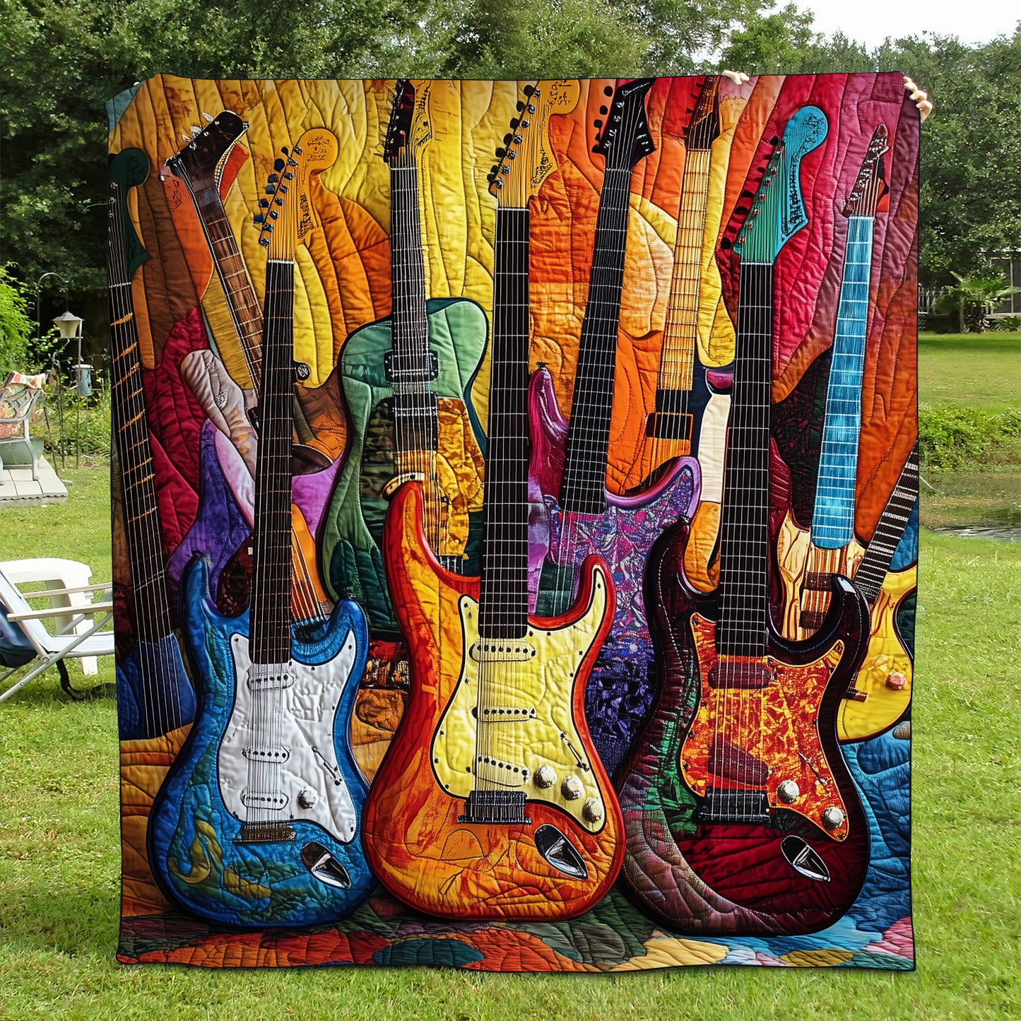 Guitar Sunshine Quilted Blanket UGDRSTL077