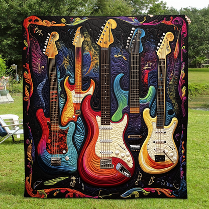 Guitar Feather Quilted Blanket UGDRSTL078