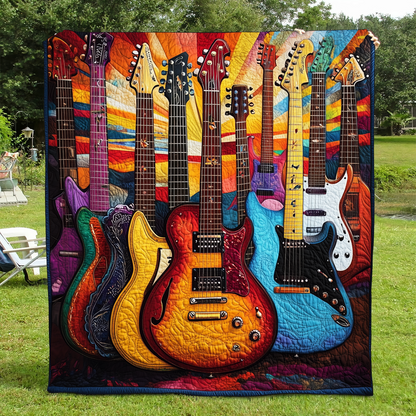 Guitar Sunshine Quilted Blanket UGDRSTL075