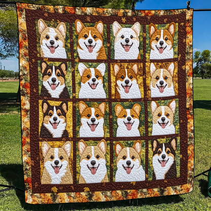 Corgi Autumn Quilted Blanket ODDRSTL46