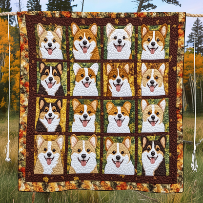 Corgi Autumn Quilted Blanket ODDRSTL46