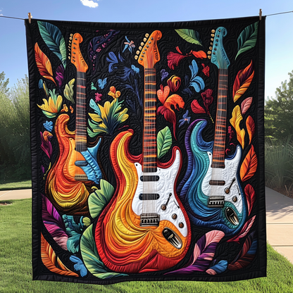 Guitar Feather Quilted Blanket UGDRSTL079