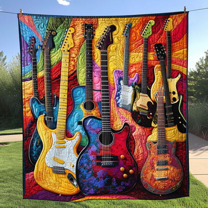 Guitar Sunshine Quilted Blanket UGDRSTL076