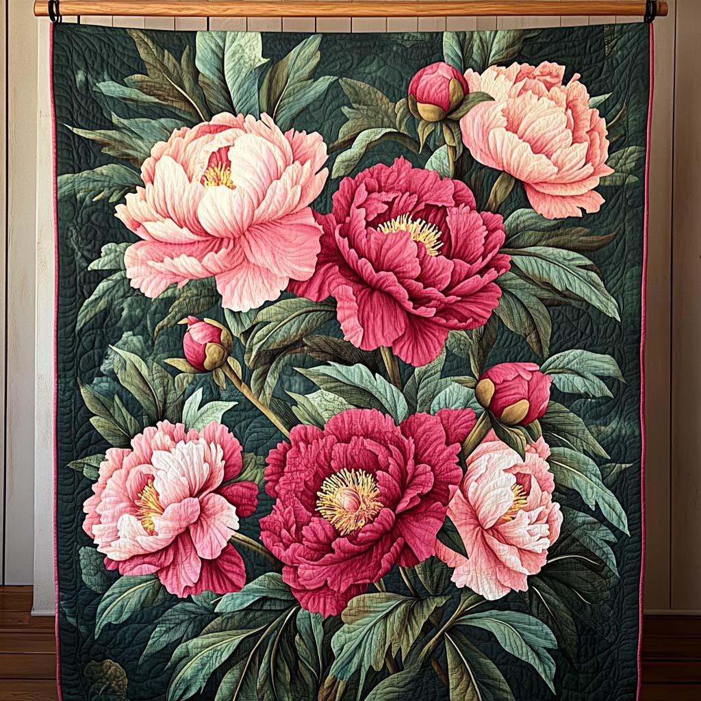 Peony Blooms Quilted Blanket EQT0NT003