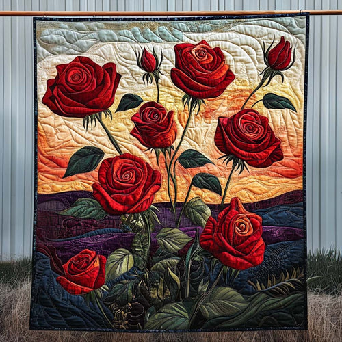 Scarlet Sunset Roses Quilted Blanket EQT0NT005