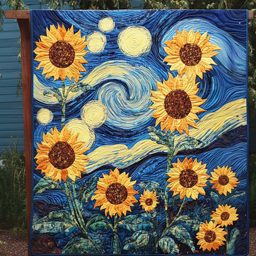 Starry Sunflower Night Quilted Blanket EQT0NT006